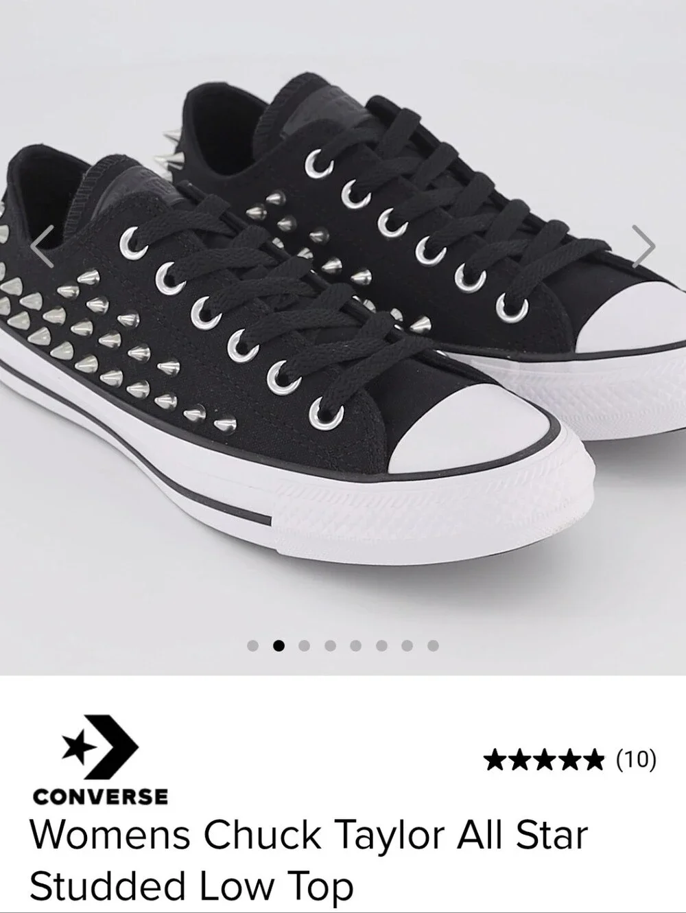 Converse Chuck Taylor All Star Low Top Silver Spike Studded Sneakers, Black